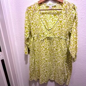 Gretchen Scott Designs Green and White Tunic